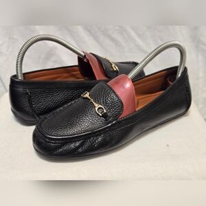 Coach Mavis Loafers Black Pebbled Leather Horsebit Slip-On Sz 7.5 Womens